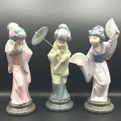 Lot of 3 Lladro Porcelain Figurines – Geisha Collection
