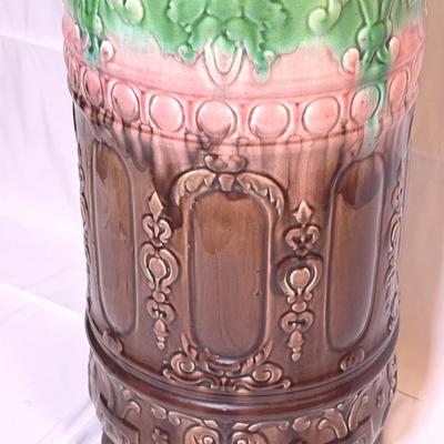 French Majolica Umbrella Stand – Sarreguemines Style, Circa 1900