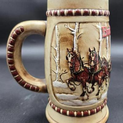 1981 Budweiser Holiday Beer Stein "Snowy Woodlands"