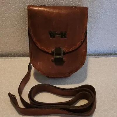 Very Interesting Vintage Leather Brown Handbag With Strap and Belt Loop