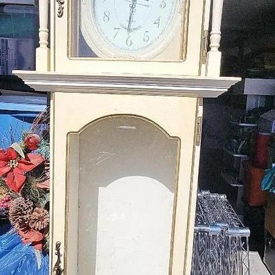 Tall, Beautiful Whitewashed Standing Clock - Needs TLC, All Parts Included