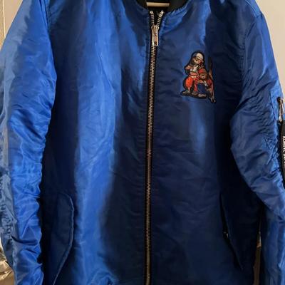 Bleecker & Mercer Blue Bomber Style Jacket With Patches