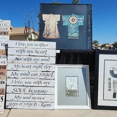 Variety Of Framed Prints, Inspirational Quotea On Wood