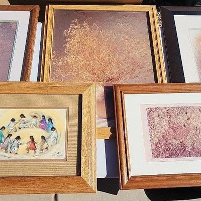 Collection Of (5) Native American & Mexican Art Prints, Framed With Glass 