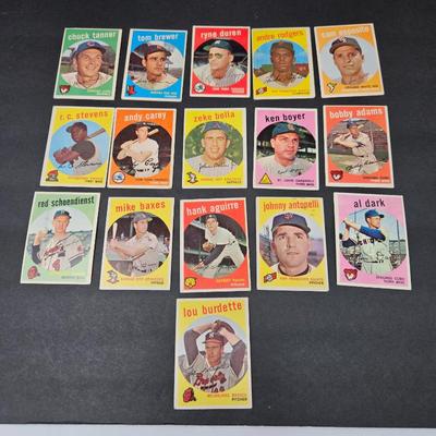 Lot #16 - 1959 Topps Baseball Cards Lot (16) ft. Ken Boyer, Red Schoendienst, Lou Burdette, Al Dark