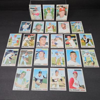 
Lot #2 - Lot of 24 Topps 1970s Baseball Cards – Lou Brock, Red Schoendienst, Jim “Catfish” Hunter + More