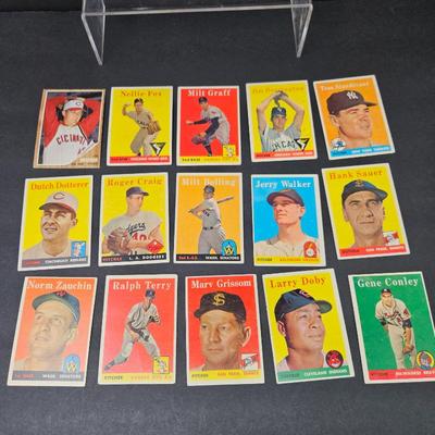 Lot #20 -1958 Topps Baseball Card Lot (15) w/ Nellie Fox, Larry Doby, Roger Craig, Ralph Terry, Gene Conley, HOF Stars