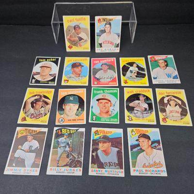 Lot #17 - 1959 Topps Baseball Lot (14 Cards) – Carl Furillo, Joe Gordon, Frank Thomas, Managers & More