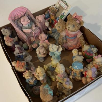 Box Of Bear Figurines - So many cute bears!  Resin molded.