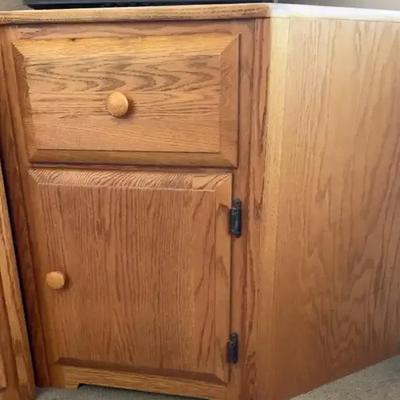 Triangle Shaped Corner Light Wood Console Unit w/ Drawer & Cabinet