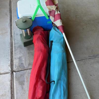 Let’s Go Camping! Cooler, Camping Chairs, Lantern, Flag