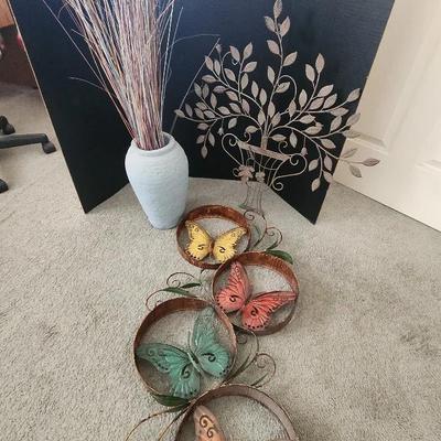 Wall Decor And Light Blue Vase