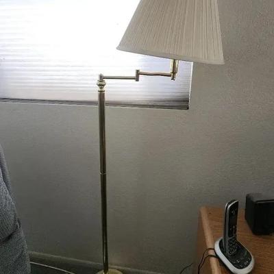Tall Metal Floor Lamp, Gold And Cream