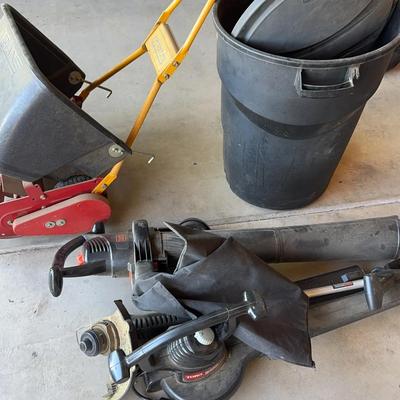 Yard Tools! Seeder, Blower, Trimmer, Trashcan