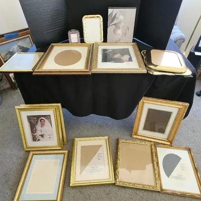 17 Gold Frames - Gold Tone with Brown Mats - 11x14 and 8x10