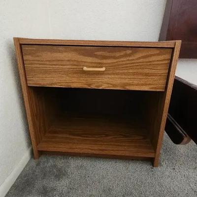 (2) Matching Wooden Medium Brown Night Stands, One Drawer, 21" W X 19" H