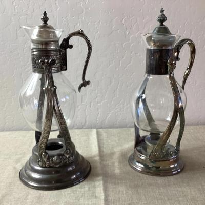 Vintage Silver Plated & Glass Coffee Carafe Pot with Warmer Stand (2)