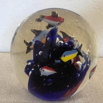 Vintage Murano Glass Aquarium Paperweight (4 inches)