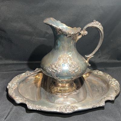 Reed and Barton King Francis silverplate meat tray and pitcher