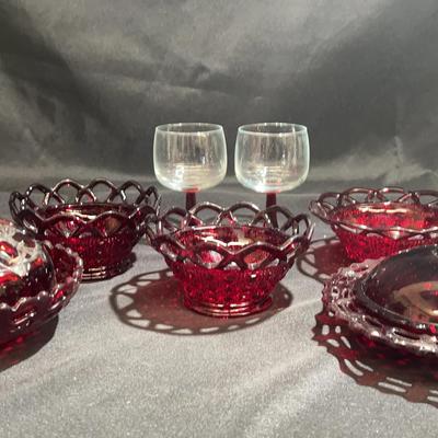 Antique Ruby Red glass set