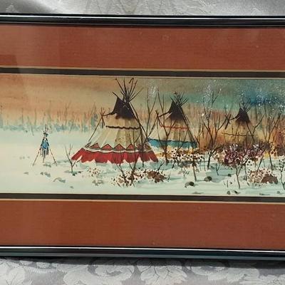 Warren Girard Tobey Framed Watercolor Print “Winter Encampment”