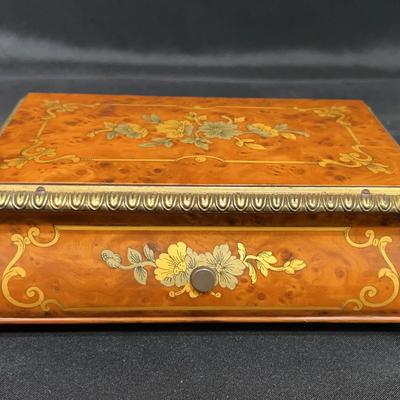 Vintage Reuge Music Box with floral inlays