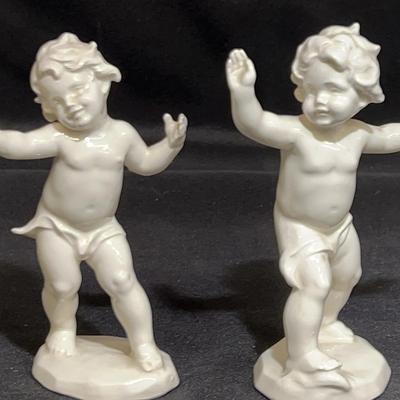 Pair of Porcelain Cherub figurines