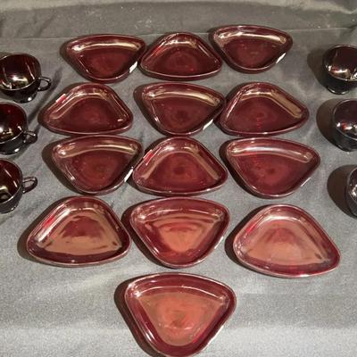 Vintage Anchor Hocking Royal Ruby Glass snack set