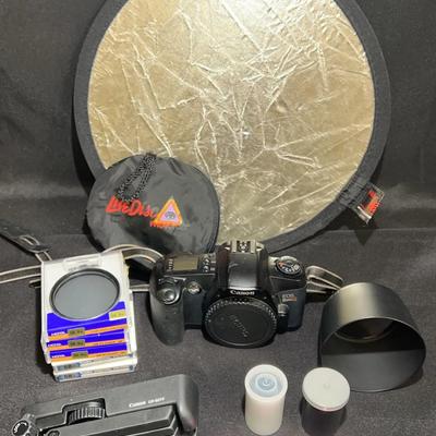 Canon EOS Rebel G 35mm film SLR Camera Body and accessories