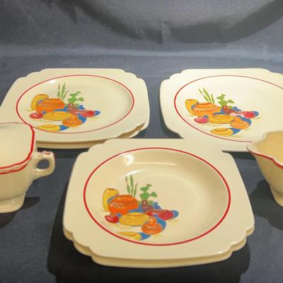  Vintage Homer Laughlin “Mexicana” pattern ceramic dinnerware 