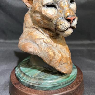 “Canyon View” by Ken Rowe, Bronze mountain lion Sculpture 