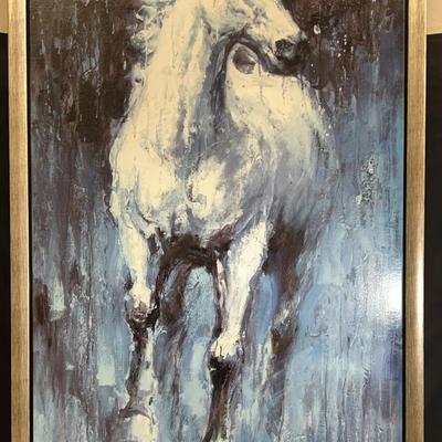 Framed Abstract Horse print, 27”x54”