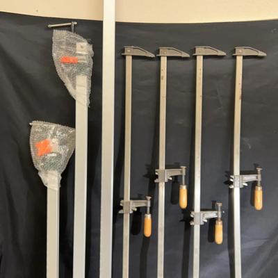 Collection of Vintage and Modern woodworking bar clamps