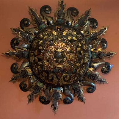 Unique Mexican Aztec Calender Art Piece