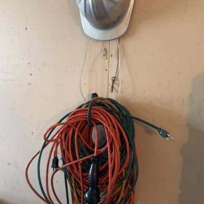 Extension Cords, Vintage Hard Hat, Shop Light