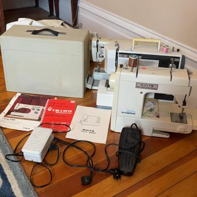3 Vintage Sewing Machines - Viking Husqvarna 6000 & 2 White