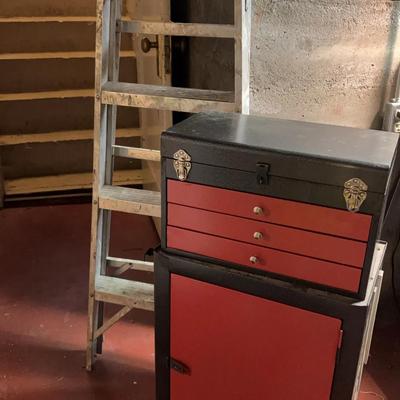 6 Foot Metal Ladder & Tool Storage With All Contents