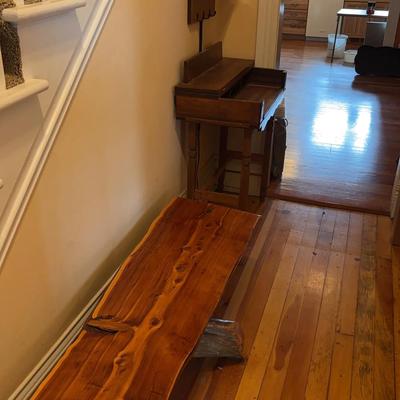 Unique Cedar Wood Bench, Hanging Mirror Stand & Vintage Table