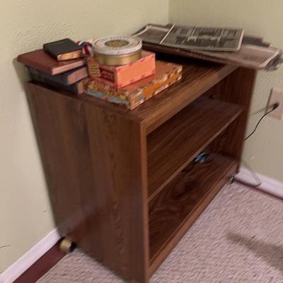 Rolling Table With Vintage Photos And More