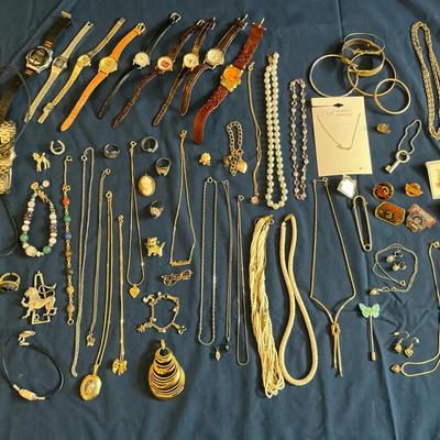 Costume Jewelry Including Necklaces Watches And More 
