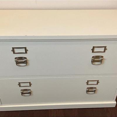 Pottery Barn White Bedford Wood Filing Cabinet in Antique White