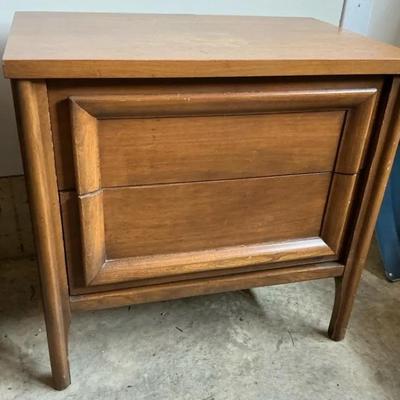MCM 2 Drawer Walnut Nightstand 