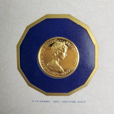 $100 Gold (.900 Fine) Coin Of The British Virgin Island, Uncirculated with Certificate, 1975