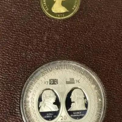 Turks & Caicos .500 Gold 50 Crowns & .925 Silver 20 Crowns Proof Set