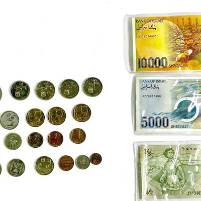 Israeli Uncirculated Banknotes & Coins – 1958 ½ Lira, 250 Pruta, 1984 5000 & 10000 Sheqalim, More
