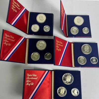 1976 US Bicentennial 40% Silver Proof Coin Sets (5)