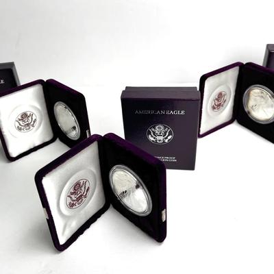 1990 S American Eagle 99.9% Silver Proof Coins (3)