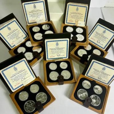 Sterling Silver 1976 Montreal Olympic Coin Proof Sets (7) - 28 Total Coins, Series I-VII In Boxes #2