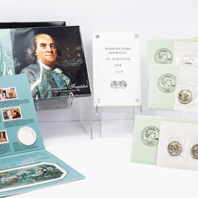 Uncirculated Susan B. Anthony Dollar Sets (3×3) & 2 Benjamin Franklin Coin & Chronicles Sets