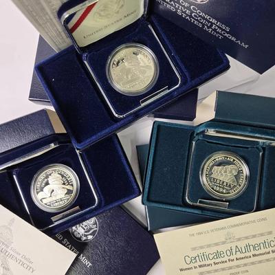 Library Of Congress & Women In Military Service Memorial 90% Silver Proof Dollar Coins